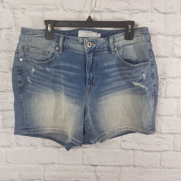 Victorious Ripped Denim Shorts - Zippered Biker Style Moto Shorts, Distressed & Faded